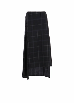 Unique Print Curve Friendly PLAID LACE-UP LONG SKIRT