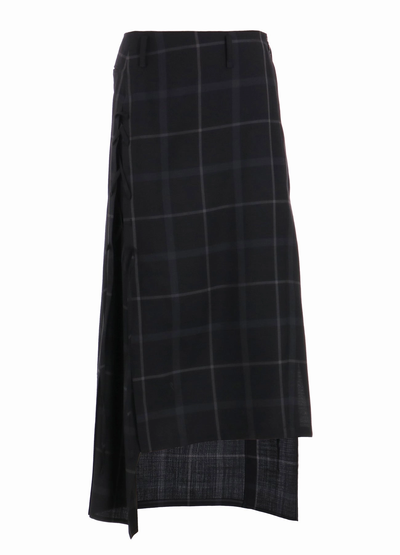 Flowing Design PLAID LACE-UP LONG SKIRT