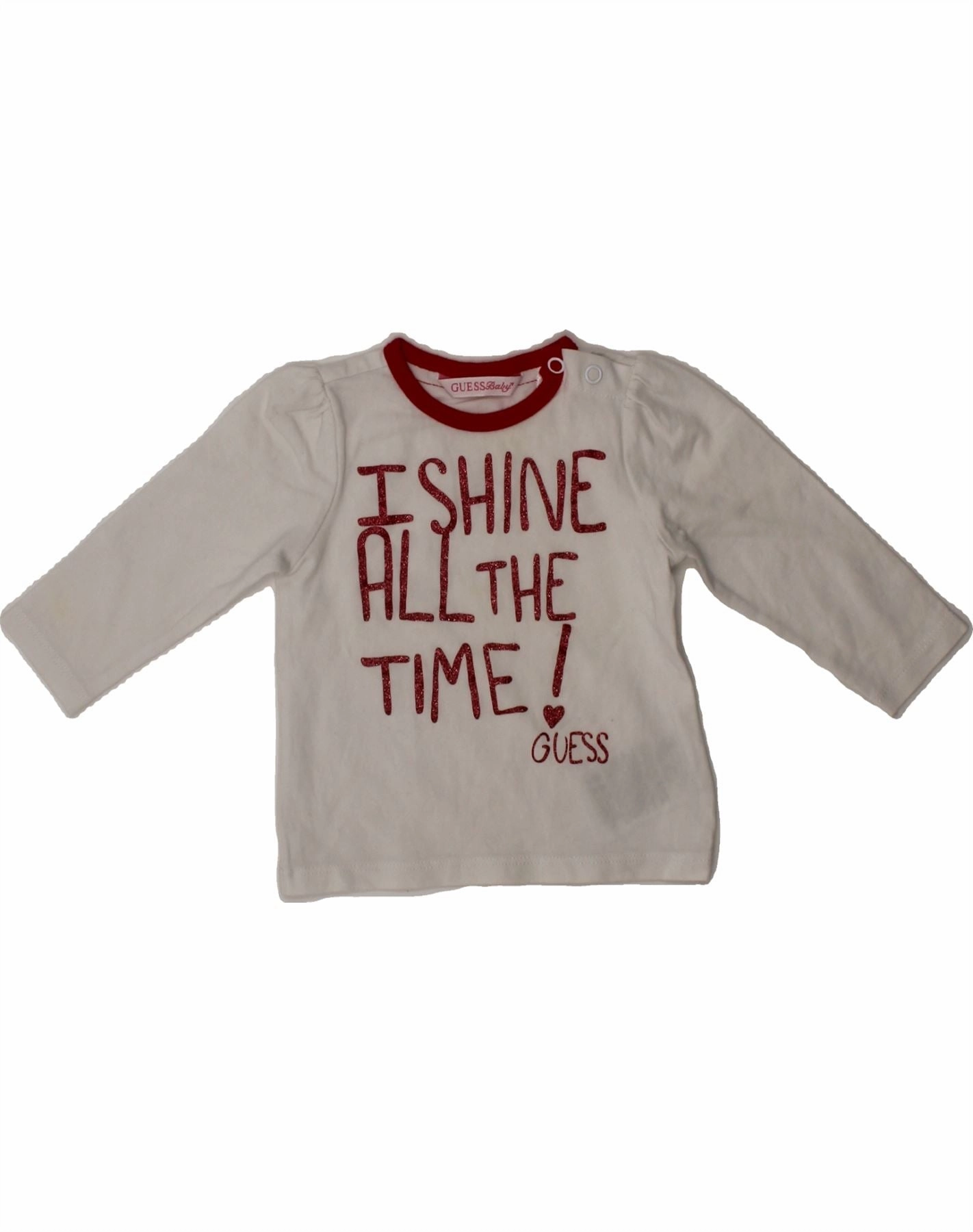 V-neck style GUESS Baby Girls Graphic Top Long Sleeve 3-6 Months White Cotton