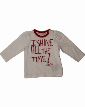 V-neck style GUESS Baby Girls Graphic Top Long Sleeve 3-6 Months White Cotton