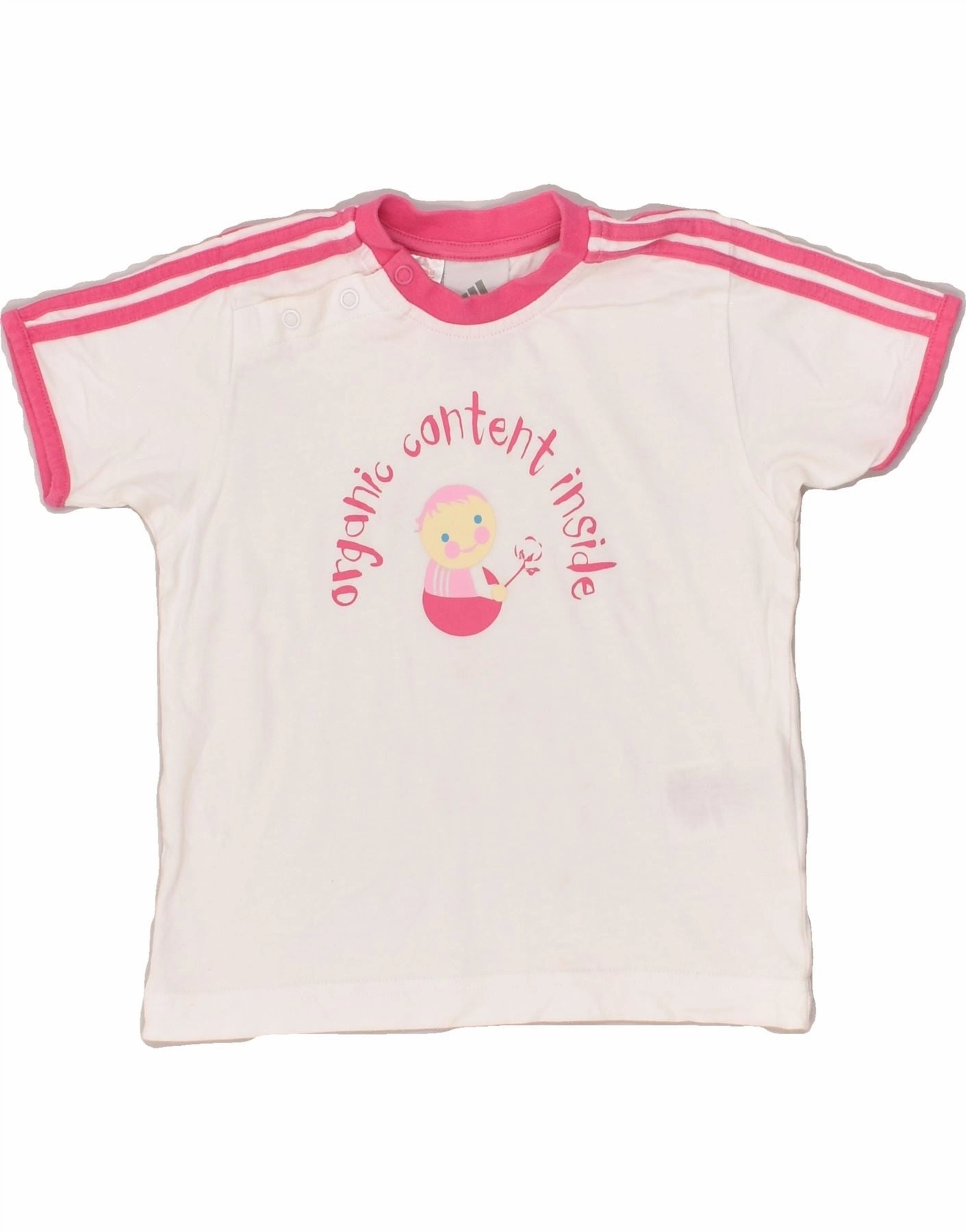 ADIDAS Baby Girls Graphic T-Shirt Top 12-18 Months White Cotton Weekend Adventure