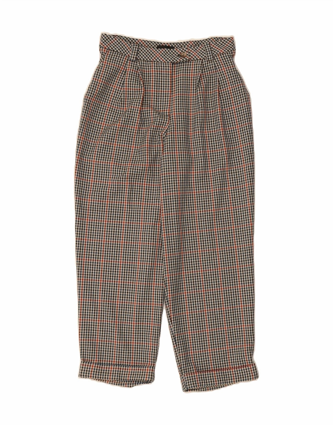 Polished Look Tailored Shoulder Padding TOPSHOP Womens Suit Trousers UK 6 XS W26 L22 Multicoloured Houndstooth