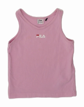 FILA Baby Girls Graphic Vest Top 18-24 Months Pink Cotton Loose Comfort