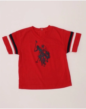 US POLO ASSN Baby Boys Graphic T-Shirt Top 18-24 Months Red Striped Cotton Quick-Dry Beach Wear