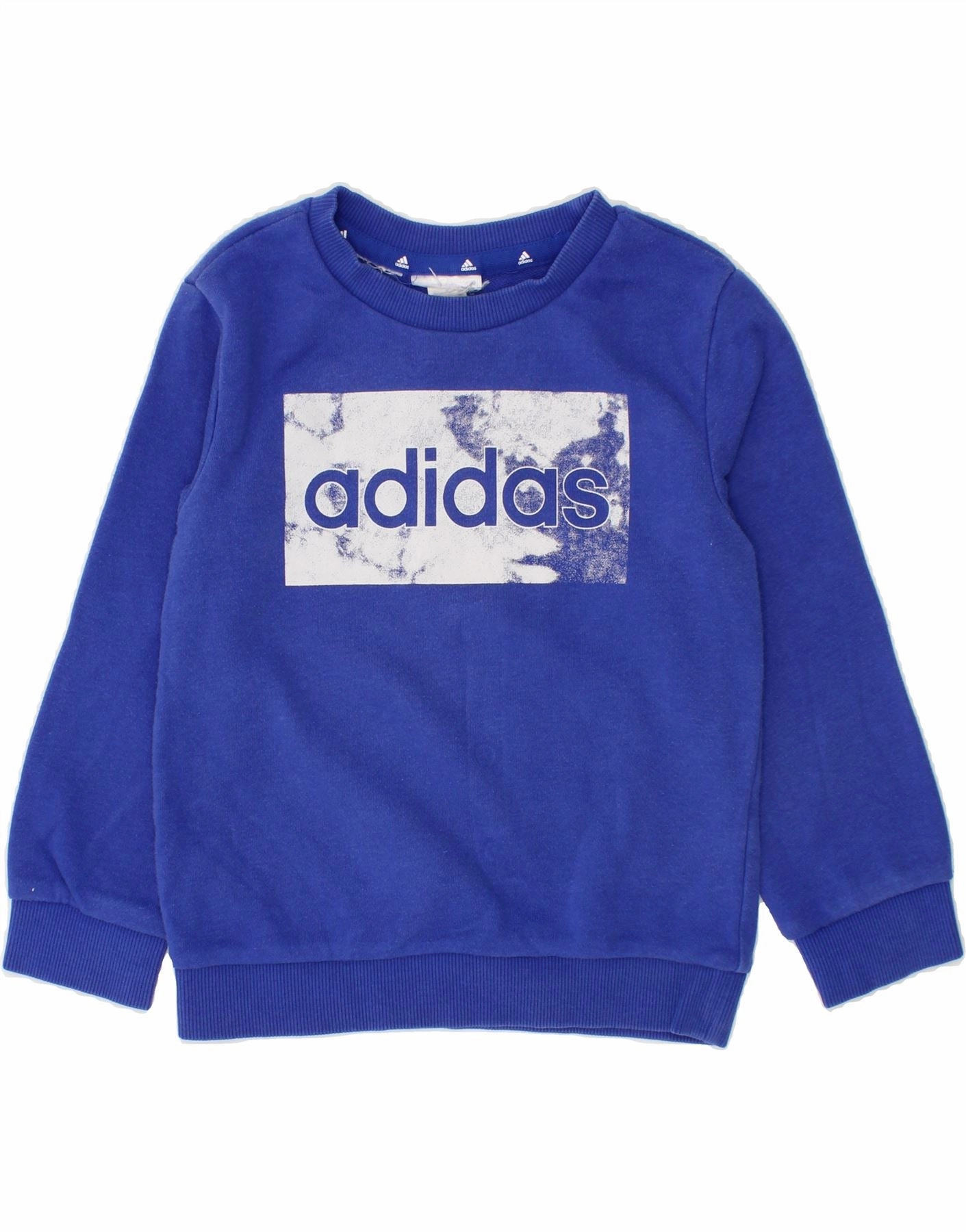Seamless Stitch Construction ADIDAS Baby Boys Graphic Sweatshirt Jumper 18-24 Months Blue