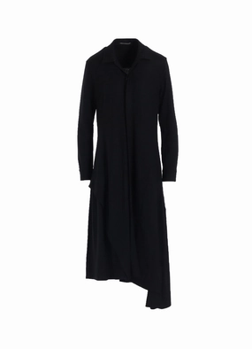 WASHABLE WOOL O COLLAR SHIRT DRESS Simple yet chic gown