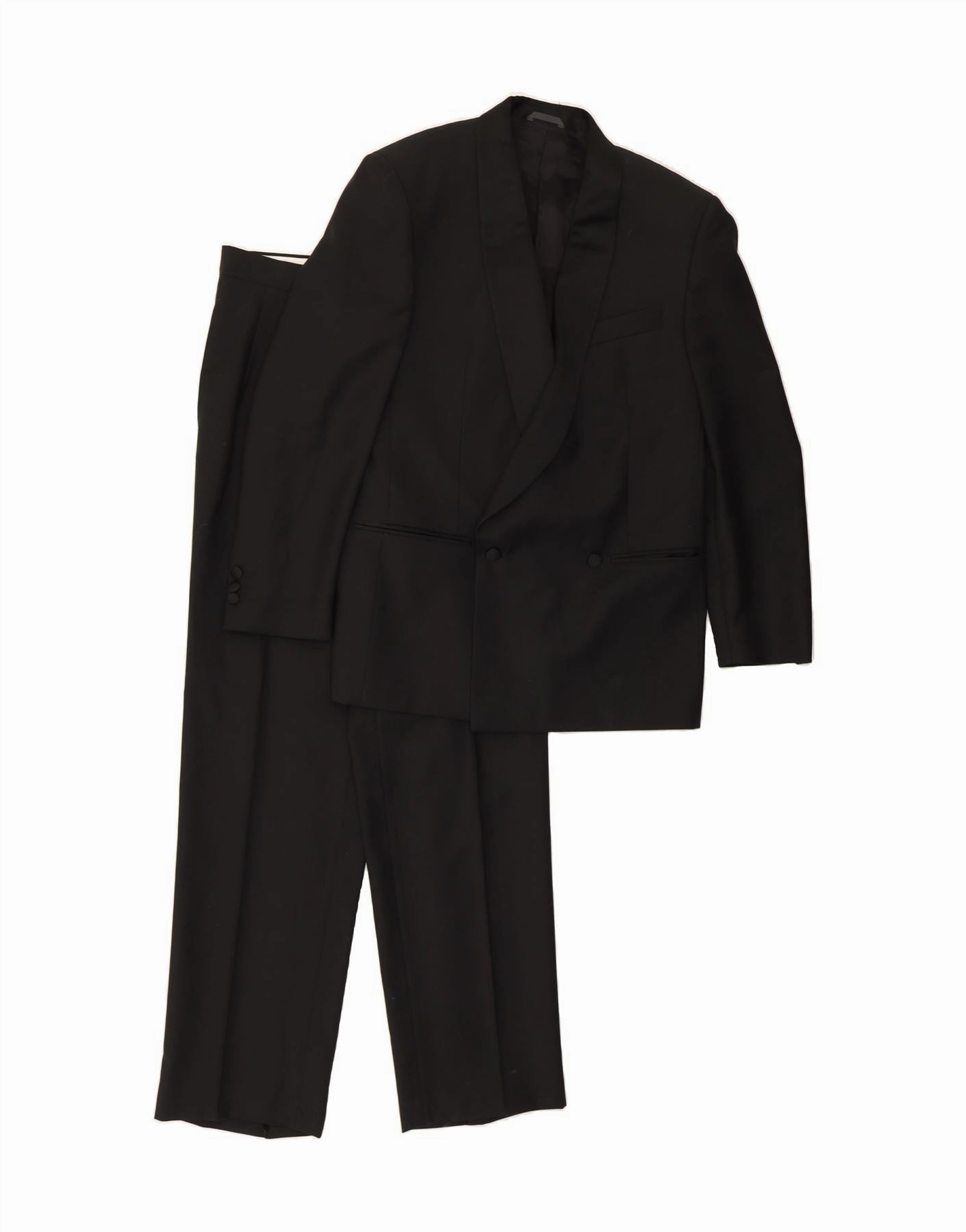 PRINCIPE Mens 2 Piece Suit IT 48 Medium W30 L33 Black Virgin Wool Dapper Layer Classic Fit