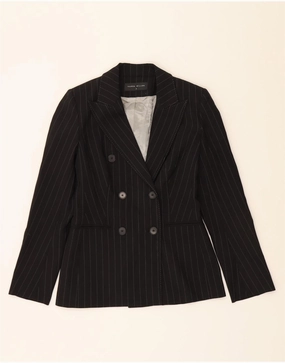 Chic Tailored Fit Sculpted wear KAREN MILLEN Womens Blazer Jacket UK 8 Small Black Pinstripe