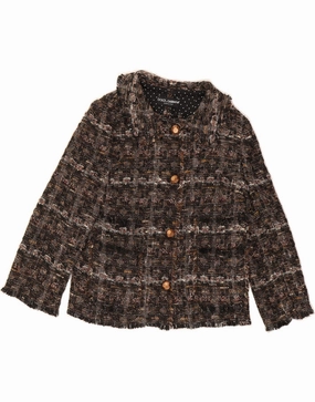 Timeless Professional Look DOLCE & GABBANA Womens Blazer Jacket IT 44 Medium Grey Check Classic