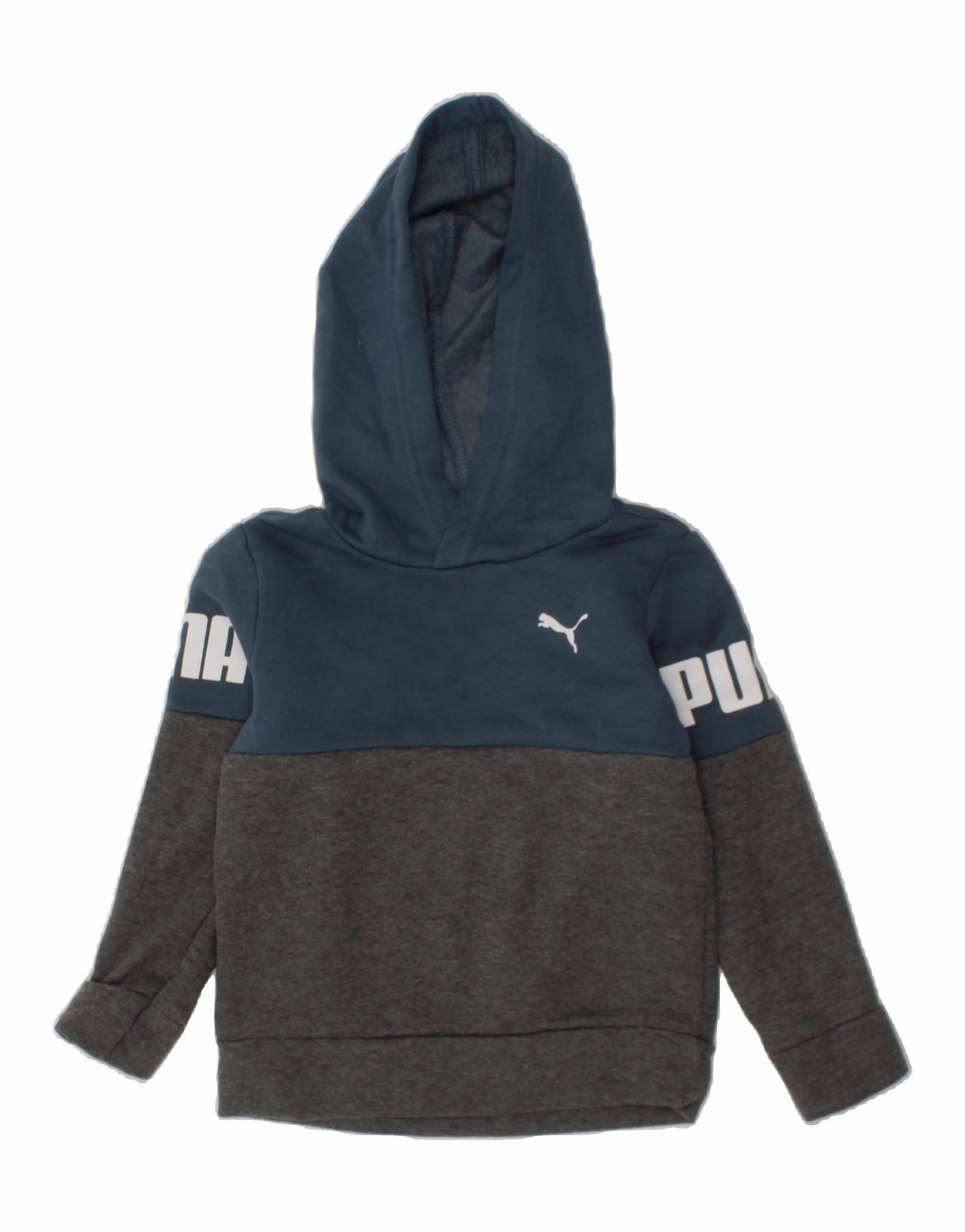 Year Round PUMA Baby Boys Graphic Hoodie Jumper 18-24 Months Grey Colourblock Cotton