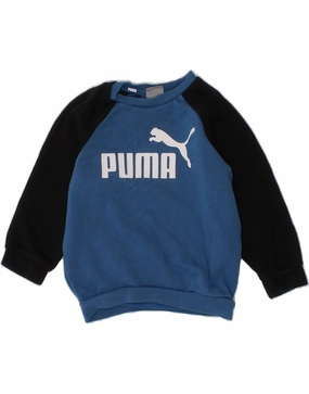 Brushed Inner Stretch Knit Backing PUMA Baby Boys Graphic Sweatshirt Jumper 18-24 Months Blue Colourblock