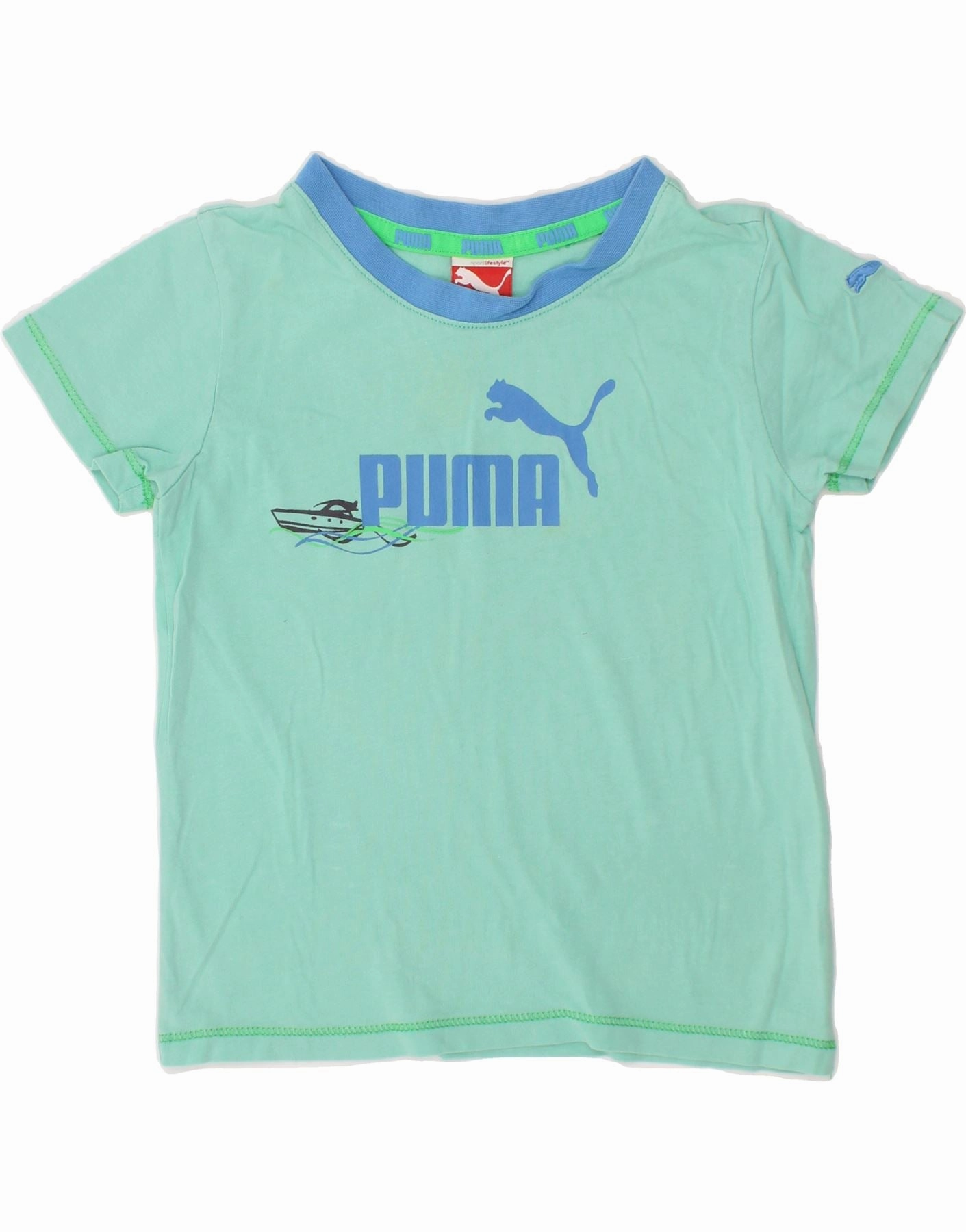 PUMA Baby Boys Graphic T-Shirt Top 18-24 Months Blue Oversized style Job Interview