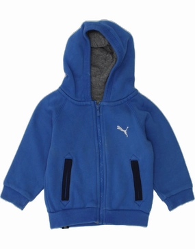 PUMA Baby Boys Graphic Zip Hoodie Sweater 3-6 Months Blue Cotton Ventilated Armhole Design Lattice Ventilation Weave
