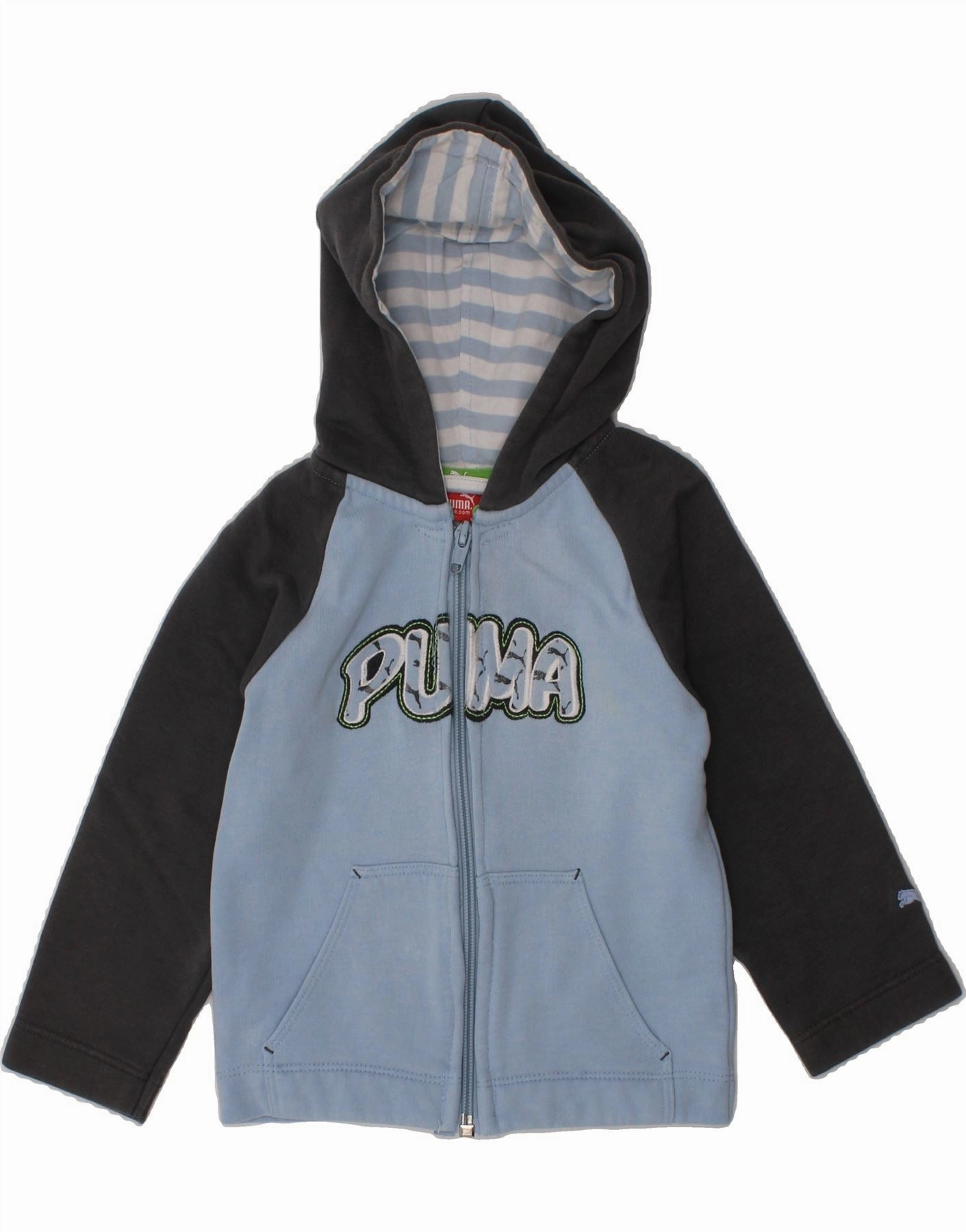 PUMA Baby Boys Graphic Zip Hoodie Sweater 6-9 Months Blue Colourblock Urban Warmth Simple Classic
