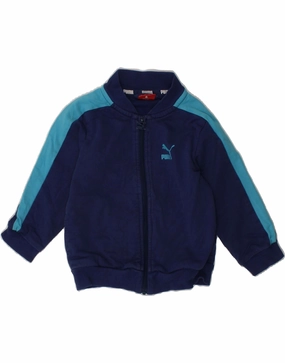 PUMA Baby Boys Tracksuit Top Jacket 9-12 Months Navy Blue Colourblock Lightweight Comfort Street Wear