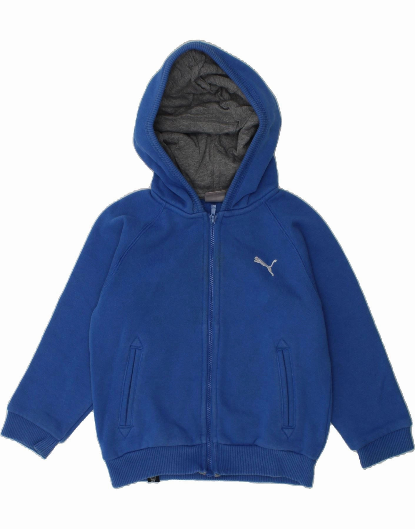 Drop Shoulder PUMA Baby Boys Zip Hoodie Sweater 18-24 Months Blue Cotton