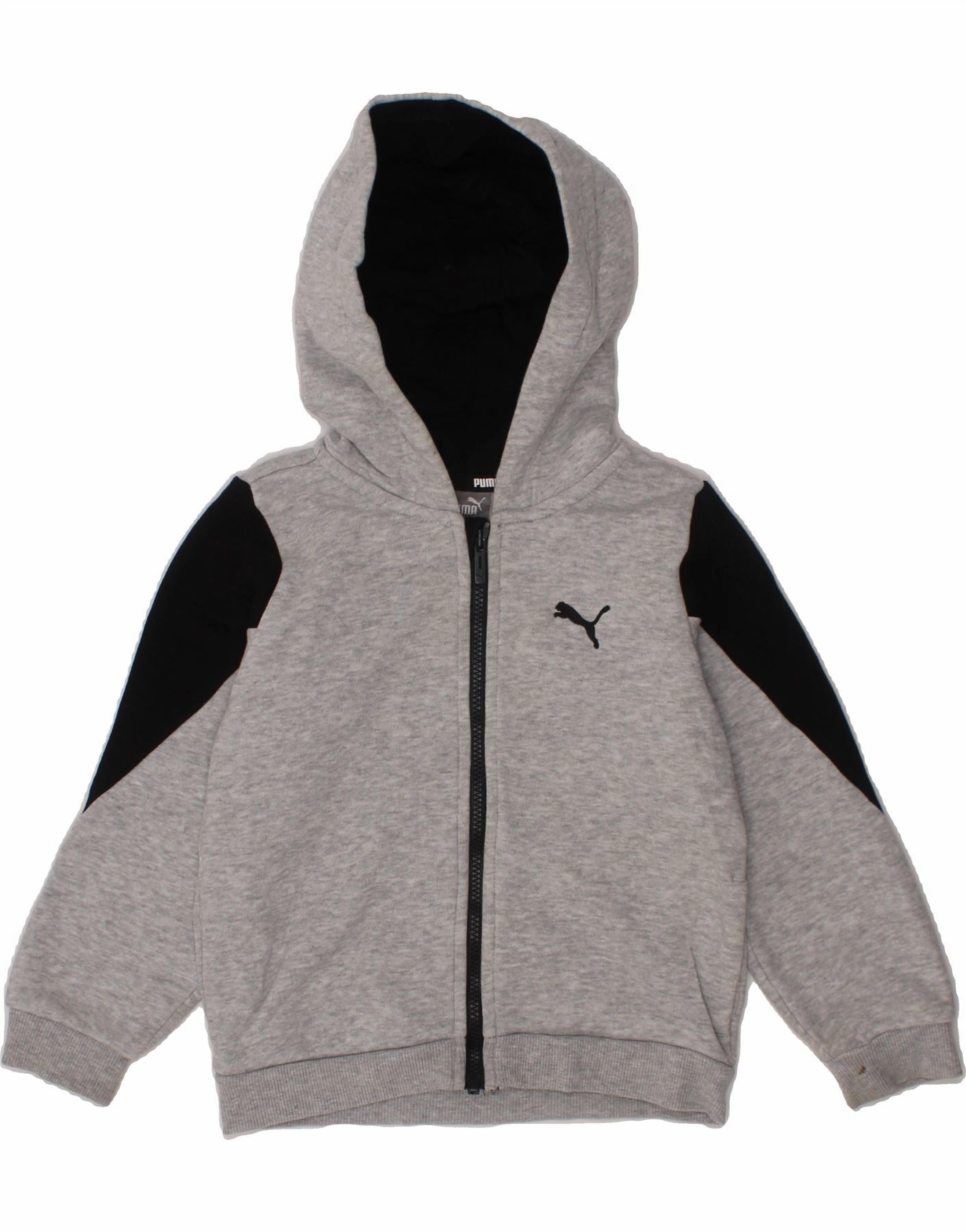 PUMA Baby Boys Zip Hoodie Sweater 18-24 Months Grey Colourblock Cotton Cold Trend Cold Mornings