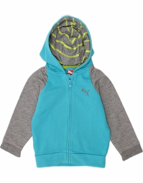 PUMA Baby Boys Zip Hoodie Sweater 6-9 Months Blue Colourblock Cotton Modern Drape