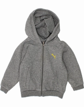 PUMA Baby Boys Zip Hoodie Sweater 9-12 Months Grey Cotton Recycled Polyester Yarn