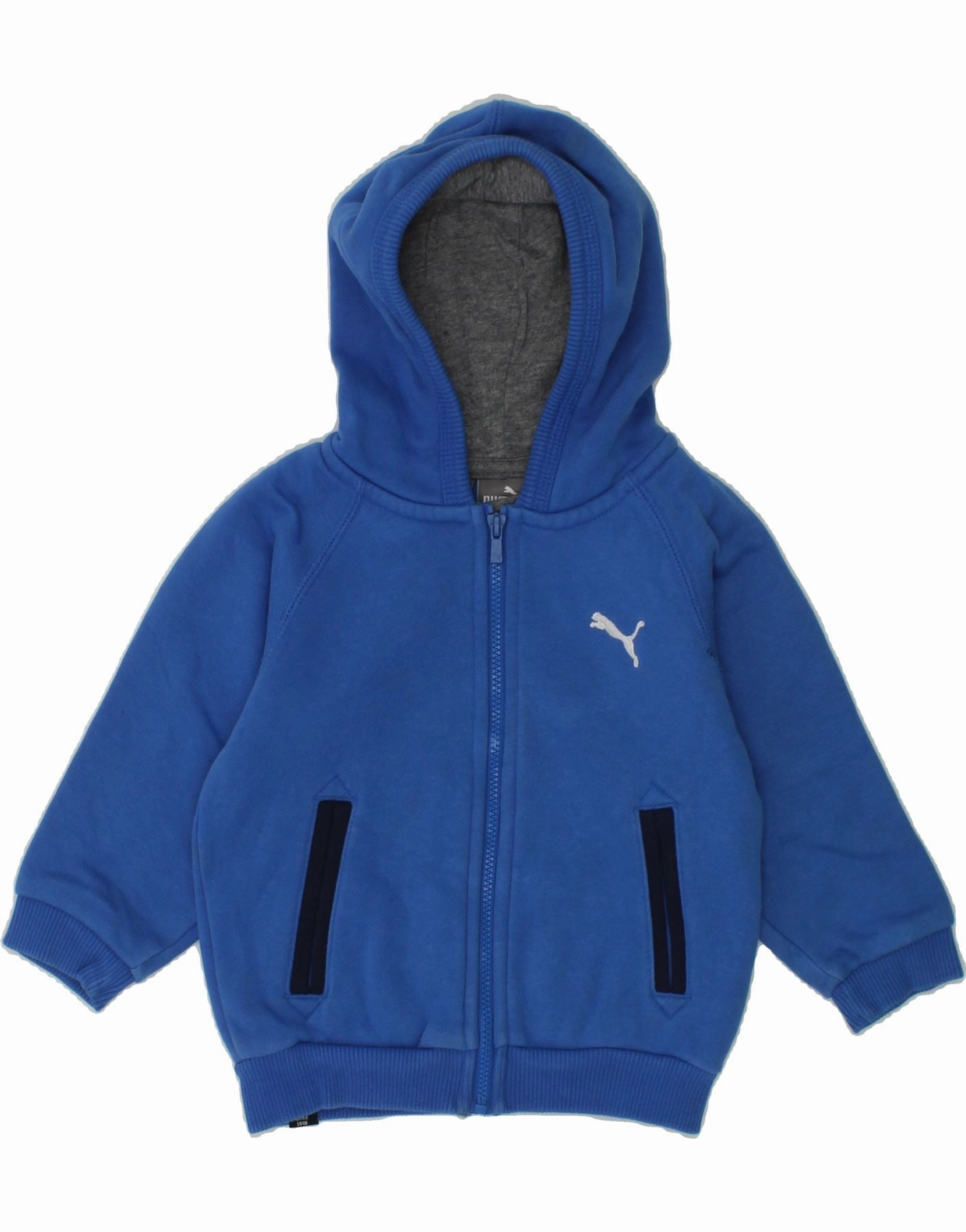 PUMA Baby Boys Zip Hoodie Sweater 9-12 Months Large  Blue Cotton Weekend Comfort