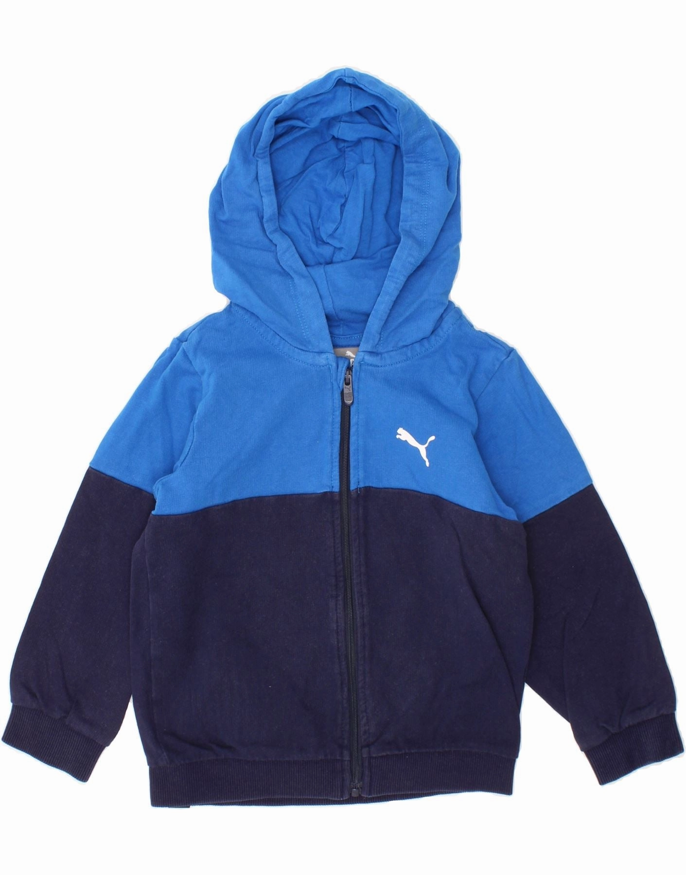 PUMA Baby Boys Zip Neck Jumper Sweater 12-18 Months Navy Blue Colourblock Durable Stitching Organic Cotton