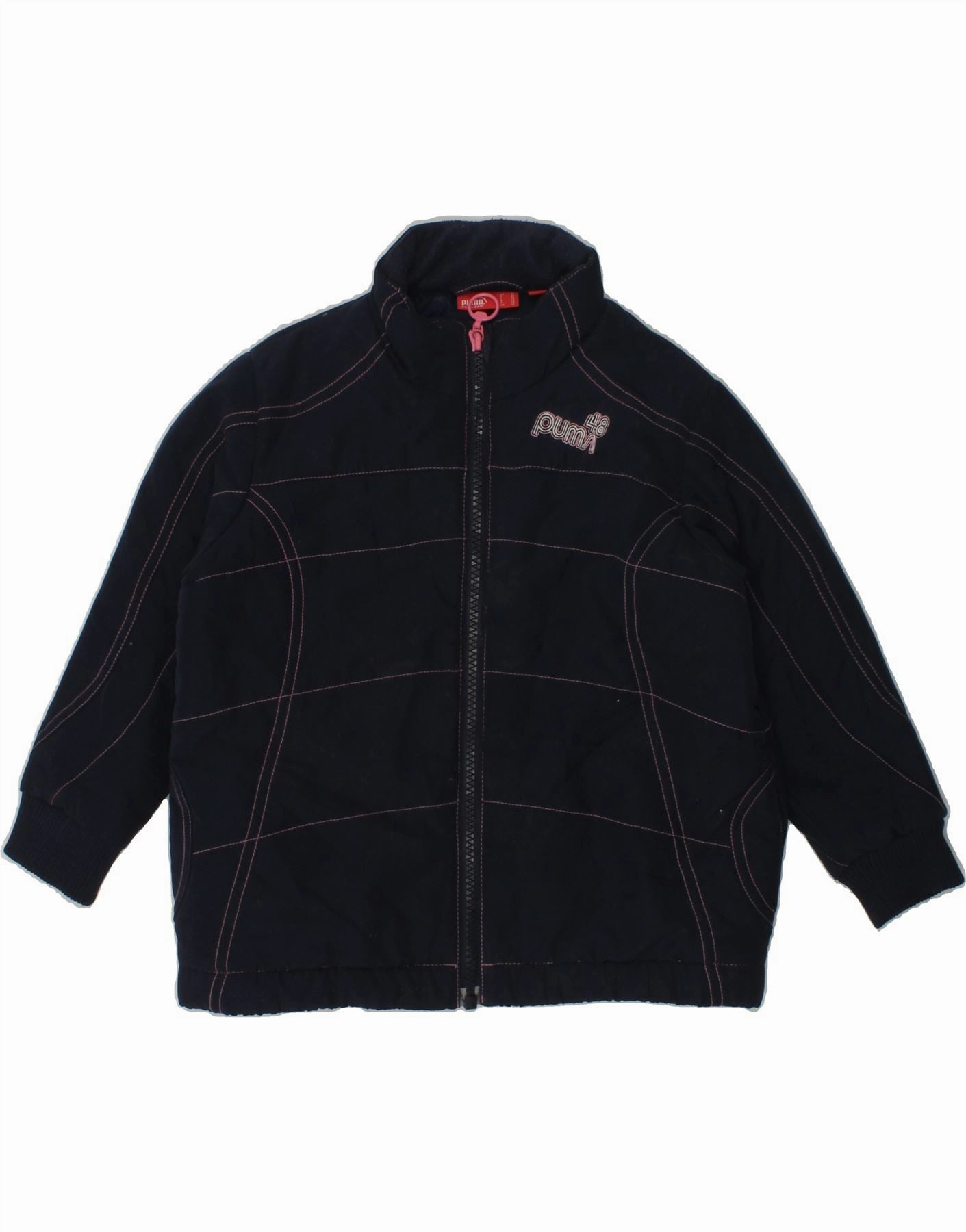 PUMA Baby Girls Graphic Bomber Jacket 18-24 Months Navy Blue Nylon Mittens Office Comfort