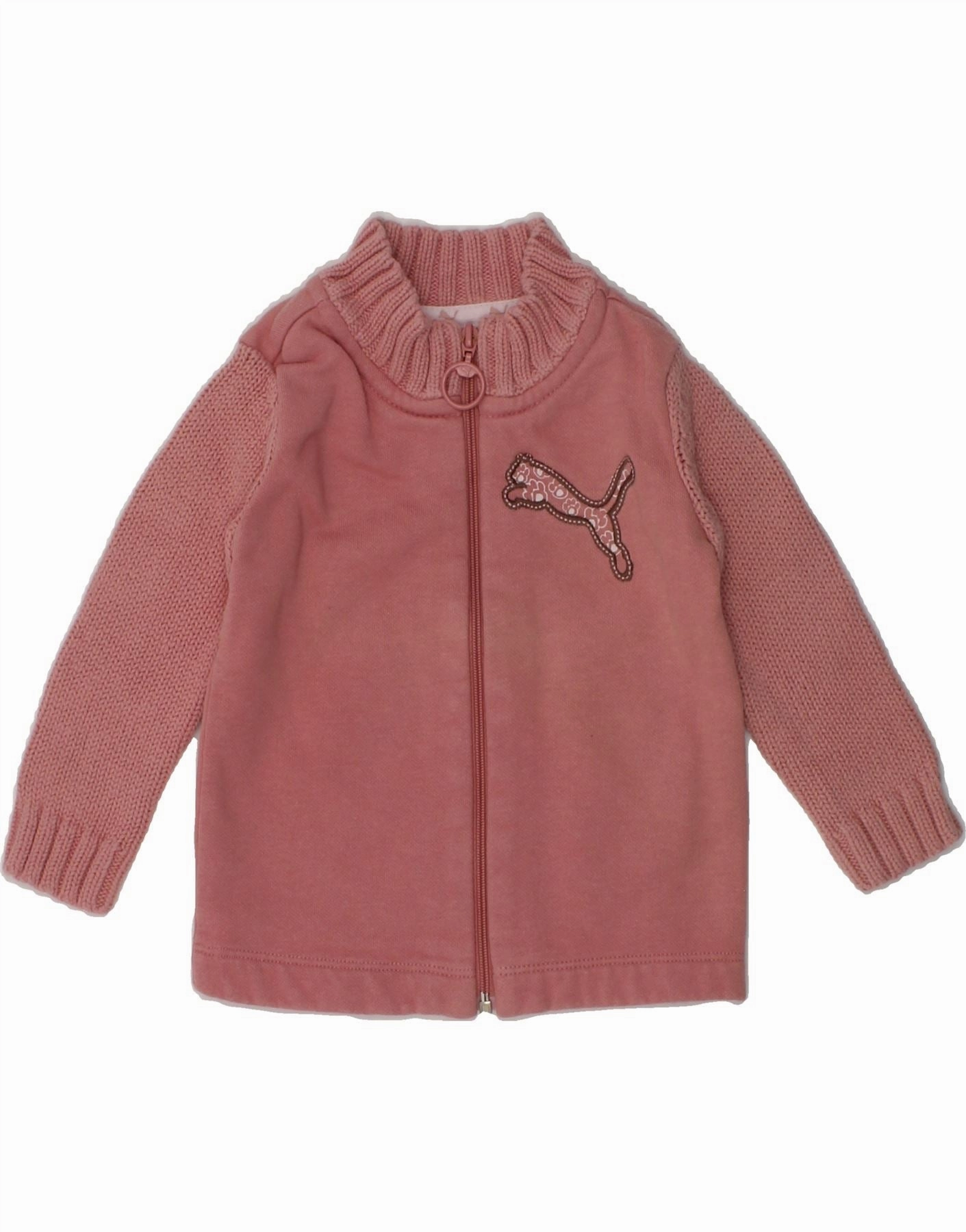 Seamless construction Leisure Look PUMA Baby Girls Graphic Cardigan Sweater 3-6 Months Pink Cotton