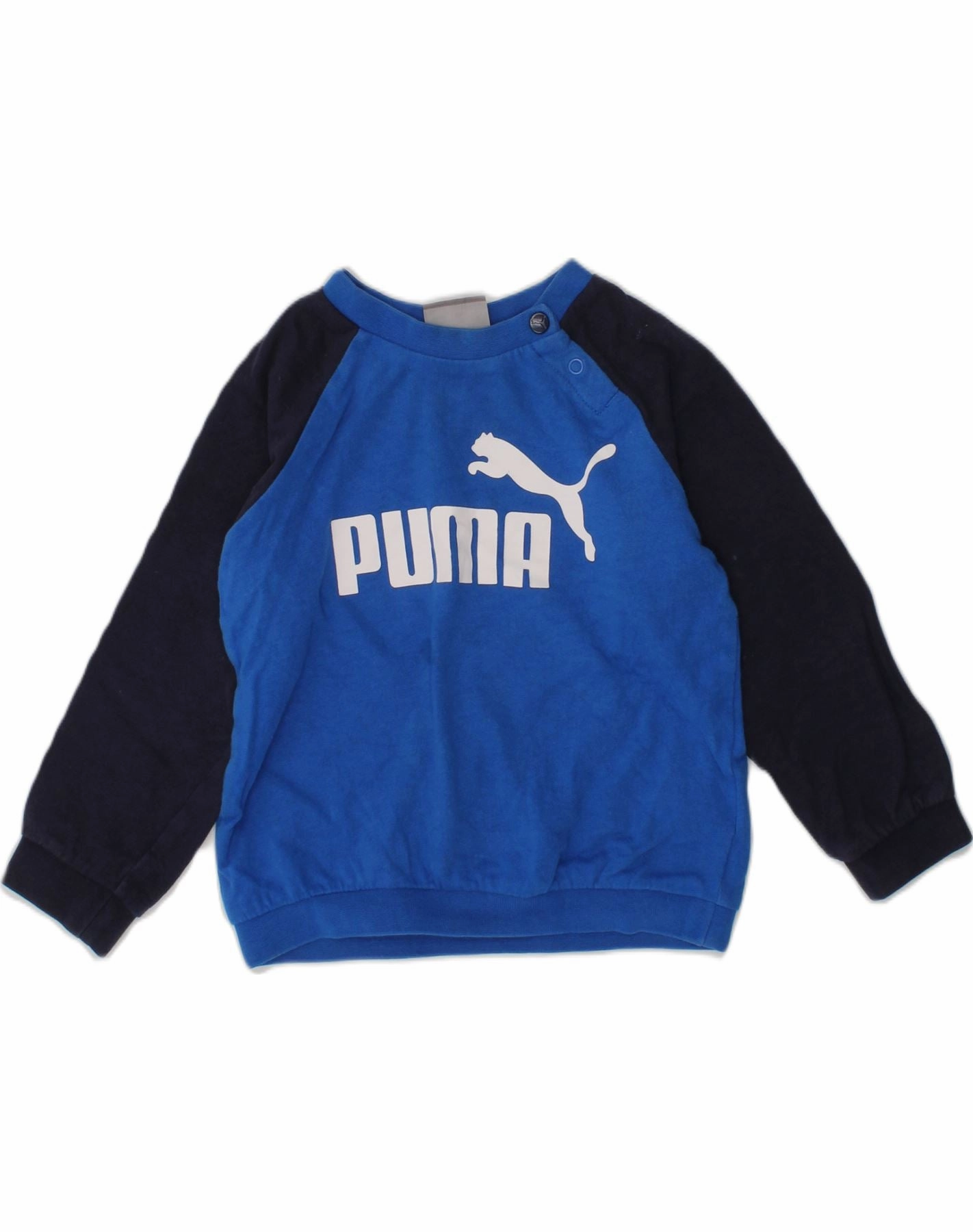 Simple Classic SheerWeight Knit PUMA Baby Girls Graphic Sweatshirt Jumper 12-18 Months Blue Colourblock