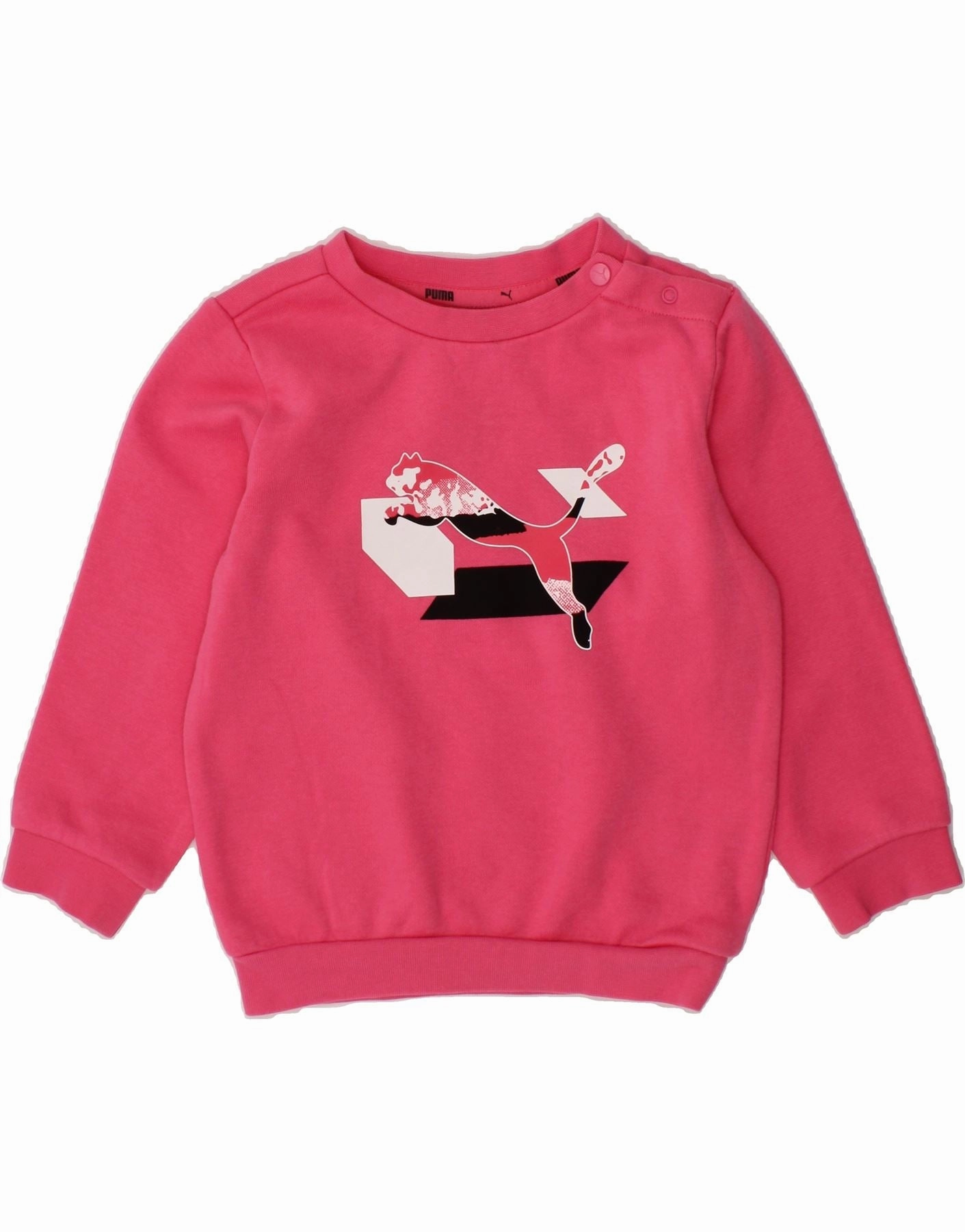 Off Duty Look PUMA Baby Girls Graphic Sweatshirt Jumper 12-18 Months Pink Cotton