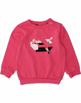 Off Duty Look PUMA Baby Girls Graphic Sweatshirt Jumper 12-18 Months Pink Cotton