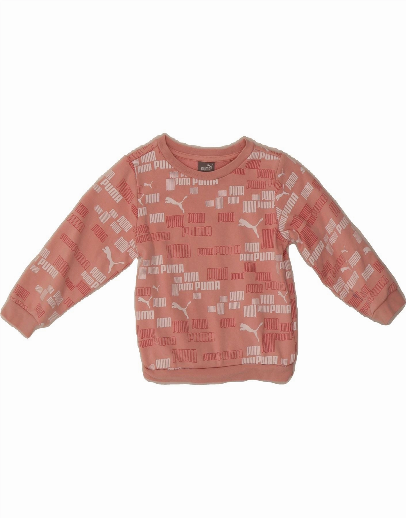 Lightweight Thermal Weave PUMA Baby Girls Graphic Sweatshirt Jumper 18-24 Months Pink Cotton