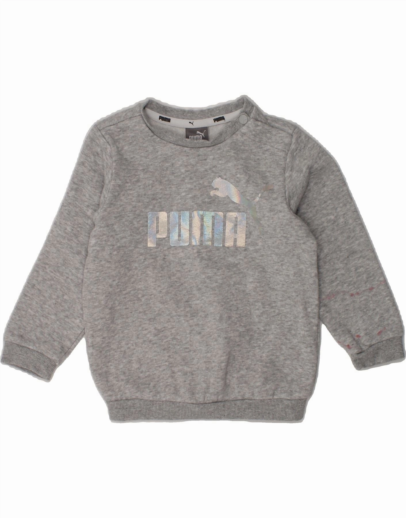 PUMA Baby Girls Graphic Sweatshirt Jumper 9-12 Months Grey Cotton Winter Wardrobe Smart Fit