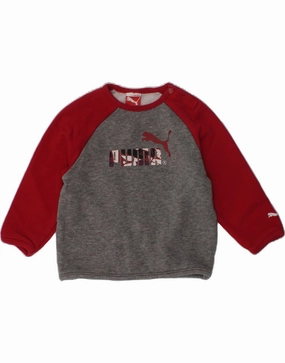 Breathable Liner Integration Layered Stitch Detail PUMA Baby Girls Graphic Sweatshirt Jumper 9-12 Months Red Colourblock