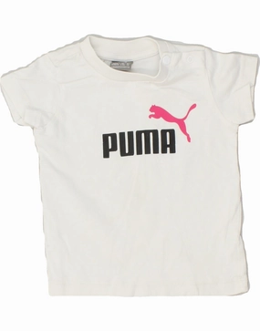 Year-Round Favorite Striped style PUMA Baby Girls Graphic T-Shirt Top 6-9 Months White