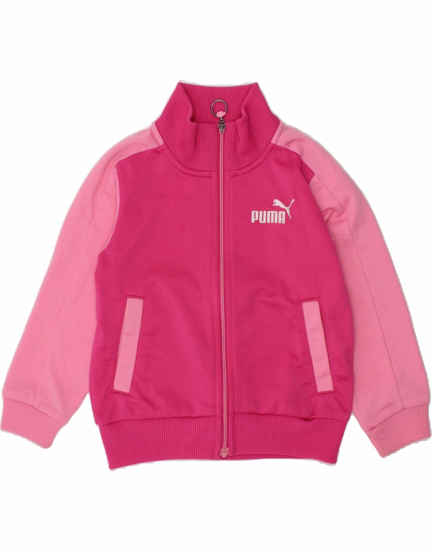 PUMA Baby Girls Graphic Tracksuit Top Jacket 12-18 Months Pink Colourblock Layer Smart Plus Size