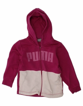 PUMA Baby Girls Graphic Zip Hoodie Sweater 12-18 Months Pink Colourblock Clean Finish Multi Look