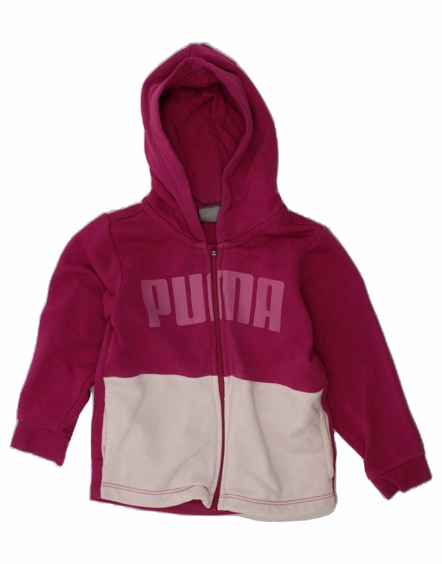 PUMA Baby Girls Graphic Zip Hoodie Sweater 12-18 Months Pink Colourblock Clean Finish Multi Look