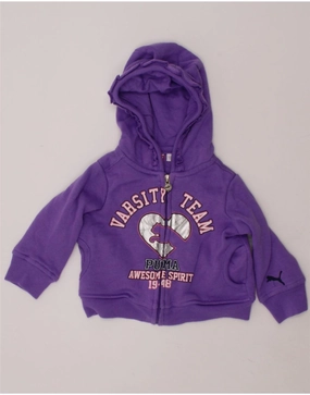 PUMA Baby Girls Graphic Zip Hoodie Sweater 9-12 Months Purple Cotton Daily Look