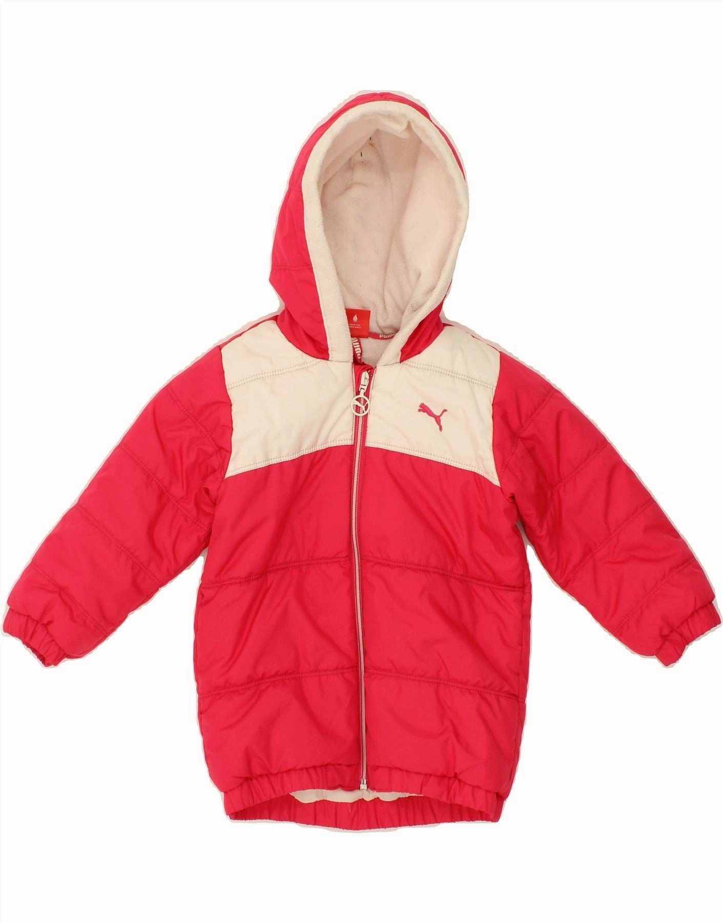 PUMA Baby Girls Hooded Padded Jacket 18-24 Months Red Colourblock Cozy Design Alpine Style