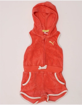 PUMA Baby Girls Hooded Sleeveless Jumpsuit 6-9 Months Pink Cotton Active Classic