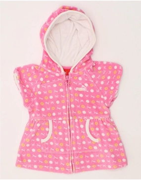 Stretch Knit Backing Wide Hem Detail PUMA Baby Girls Velour Short Sleeve Zip Hoodie Sweater 18-24 Months Pink