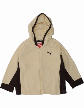 Fall Vibes Tubular Knit Method PUMA Baby Girls Zip Hoodie Sweater 9-12 Months Beige Colourblock Cotton