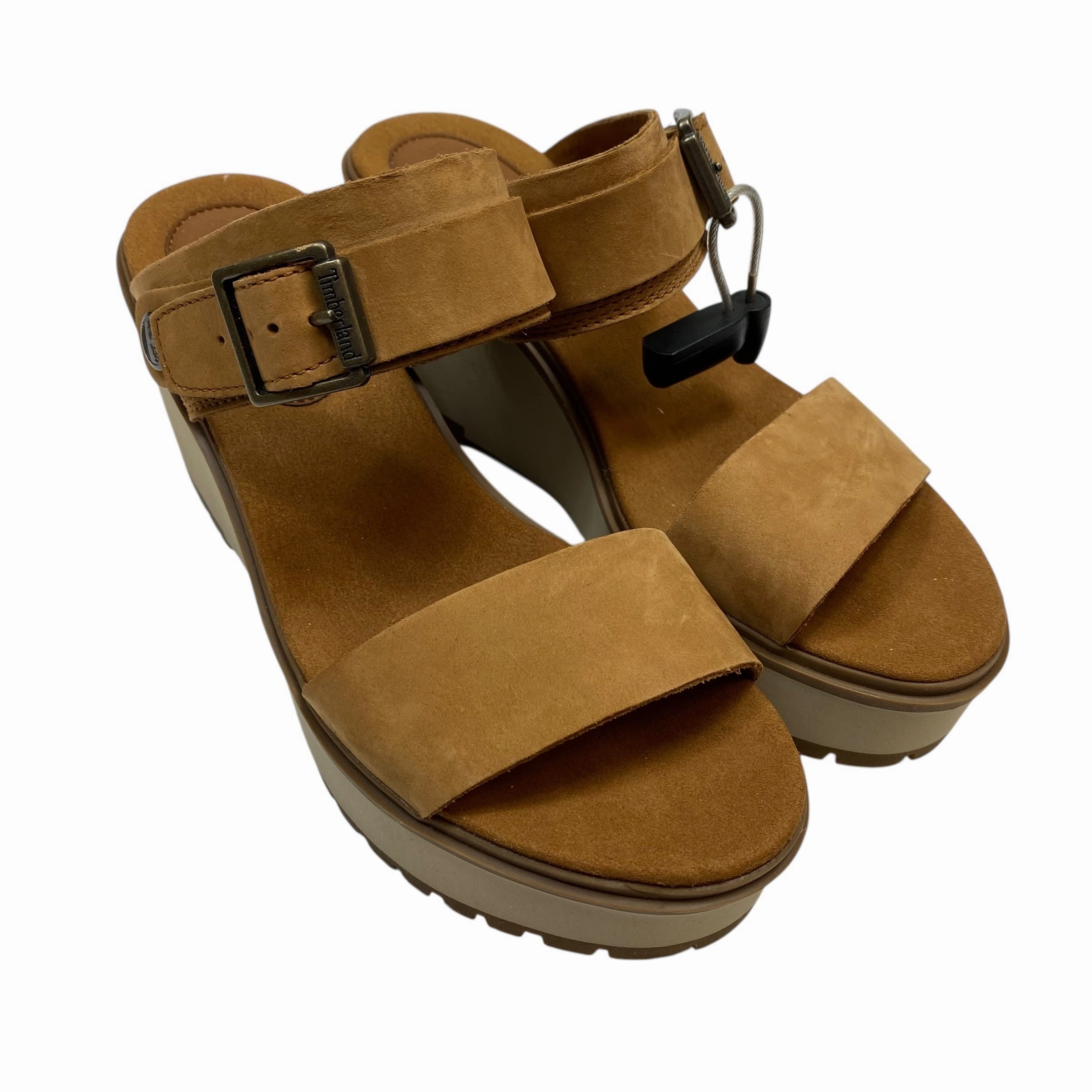 Sandals Heels Wedge By Timberland In Brown, Size:8.5 Balanced Weight Distribution Cushioned Insole