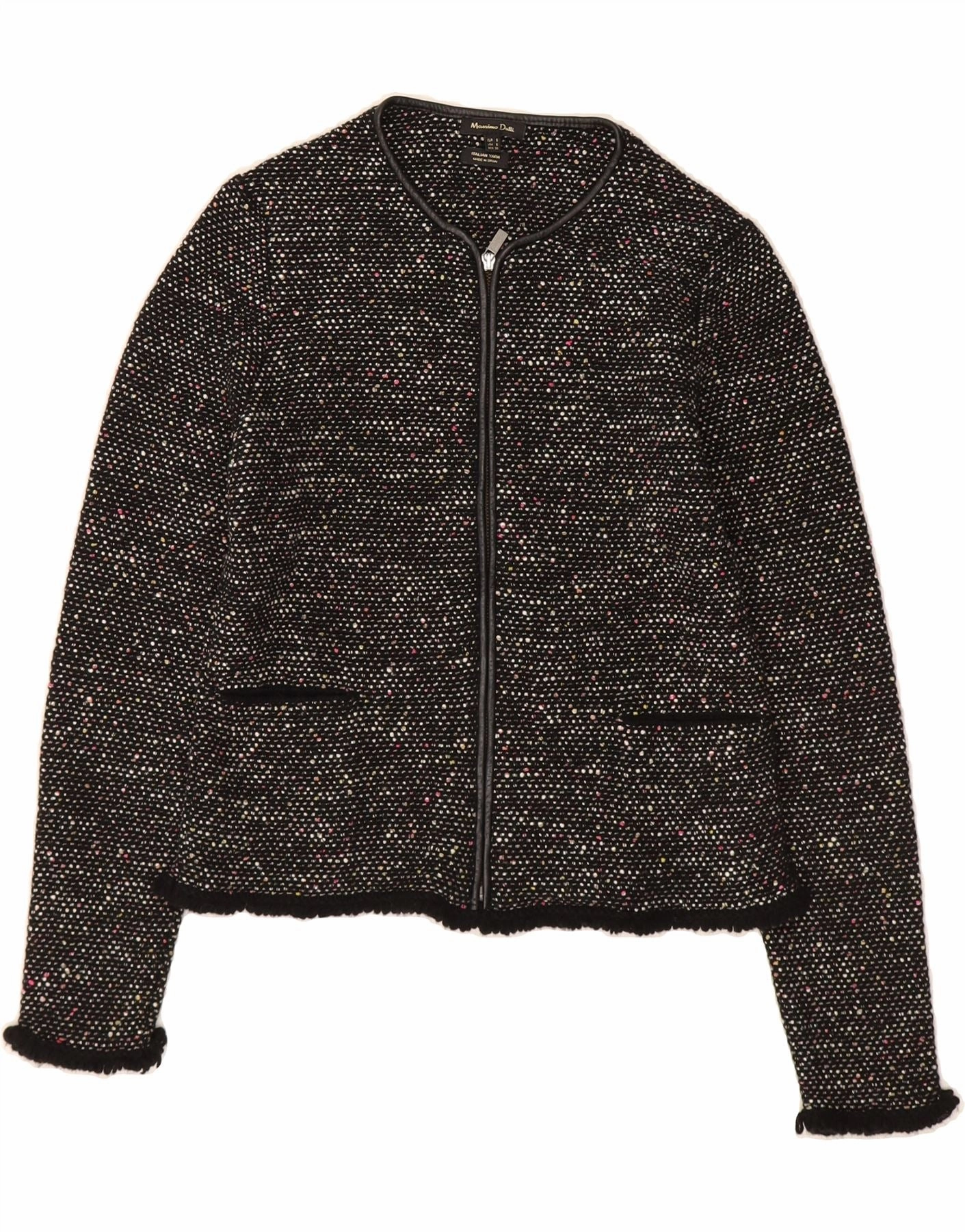 Smart Fit Modern Look MASSIMO DUTTI Womens Blazer Jacket UK 10 Small Black Flecked Wool