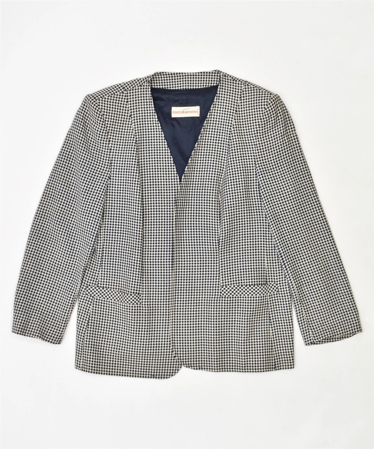 ROCCOBAROCCO Womens Blazer Jacket UK 18 XL Navy Blue Virgin Wool Business Layers Tailored Fashion