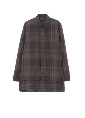 COTTON SILK SHIRT WITH PLAID POCKET Roomy Cut