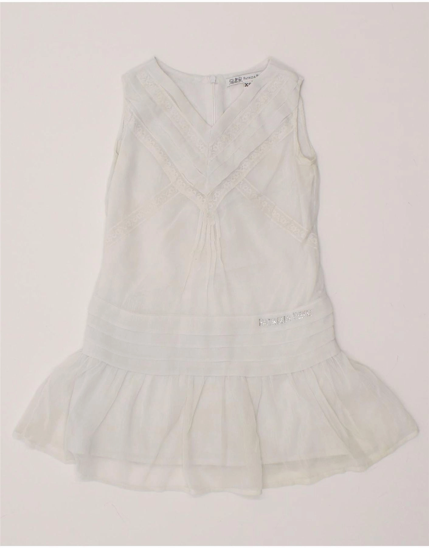 PATRIZIA PEPE Baby Girls A-Line Dress 18-24 Months XS White Nylon Slim Touch