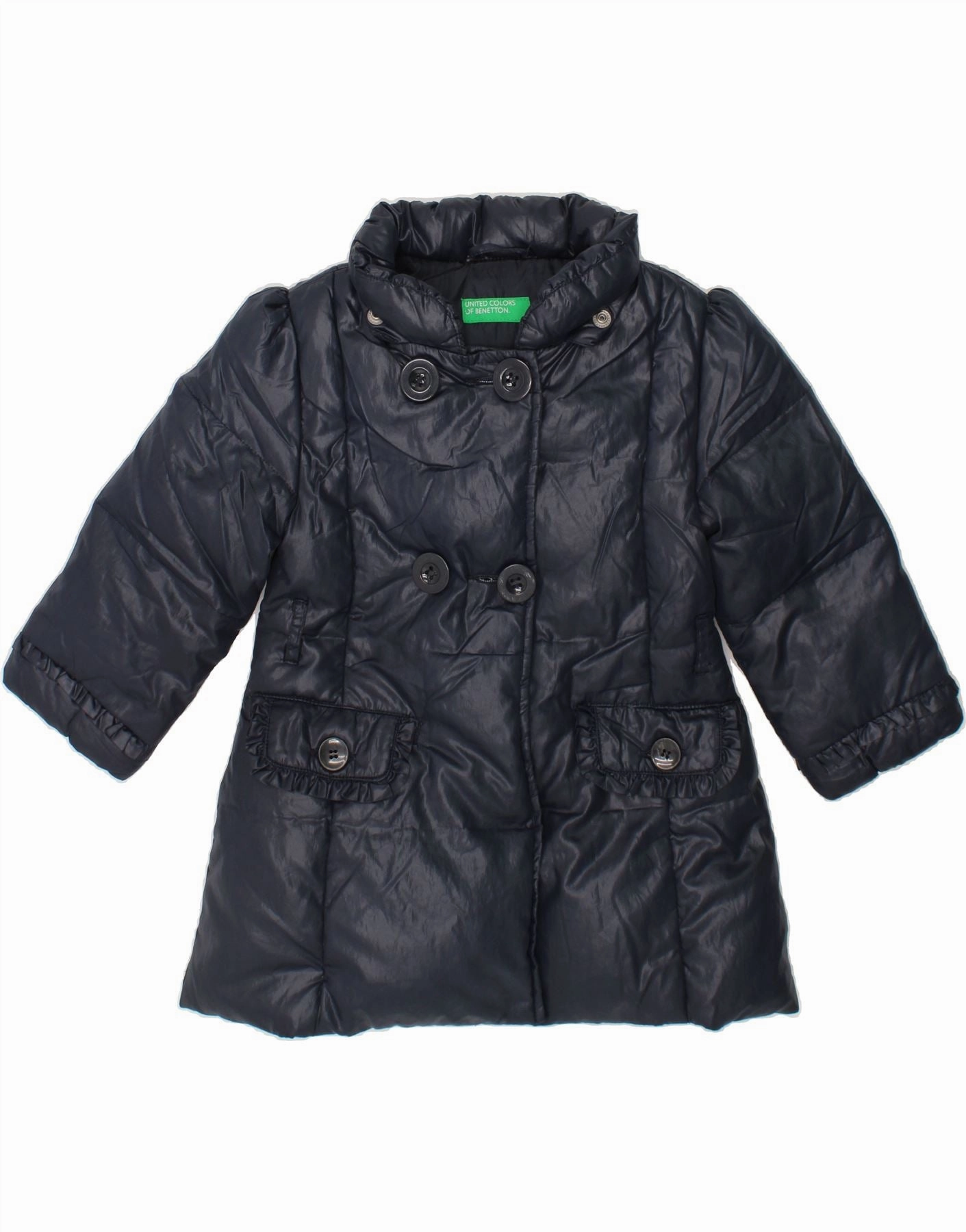Cozy Jacket BENETTON Baby Girls Padded Jacket 12-18 Months Navy Blue Polyester