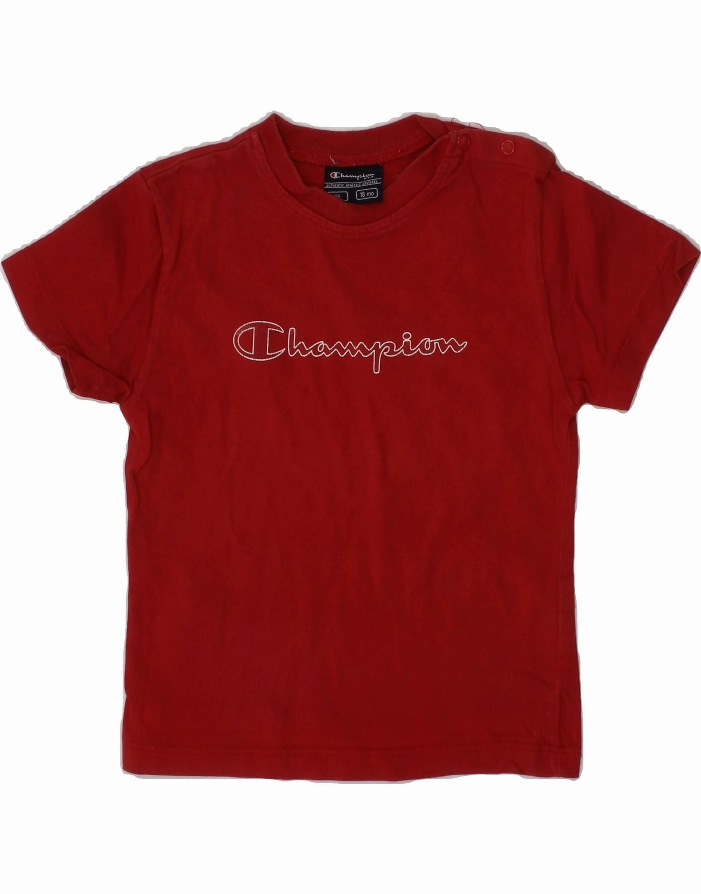Ergonomic Sleeve Cut CHAMPION Baby Boys Graphic T-Shirt Top 12-18 Months Red Cotton