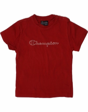 Ergonomic Sleeve Cut CHAMPION Baby Boys Graphic T-Shirt Top 12-18 Months Red Cotton